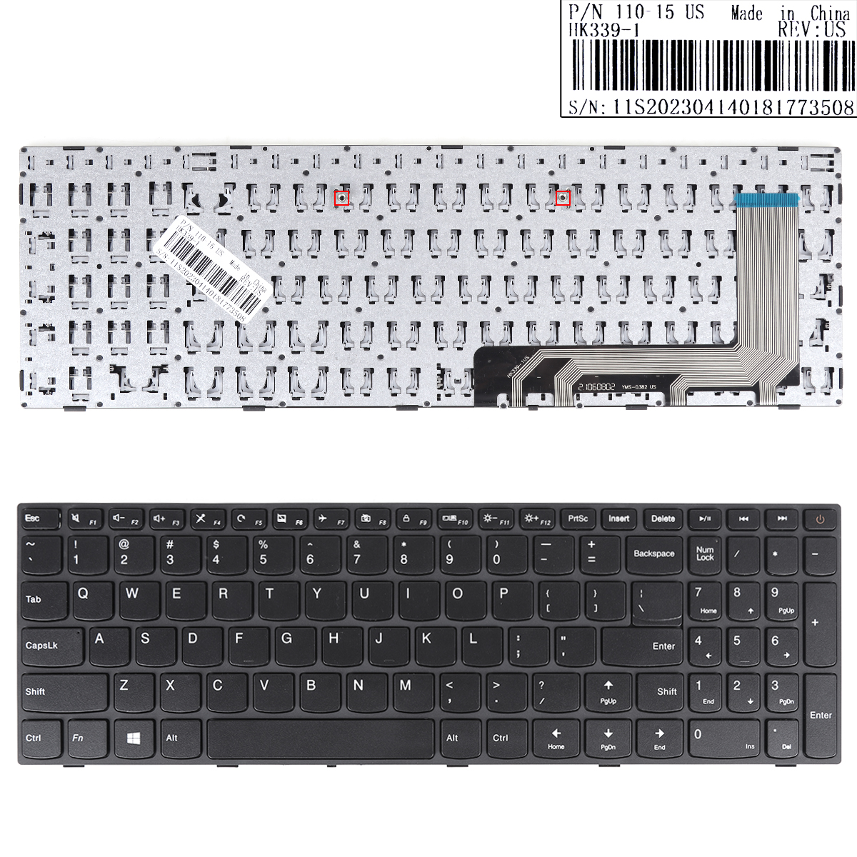 Picture of New Replacement Laptop Keyboard For Lenovo IdeaPad 110-15ISK 110-17ACL 110-17IKB 110-17ISK BLACK FRAME BLACK   Reprint (For Win8) US Layout